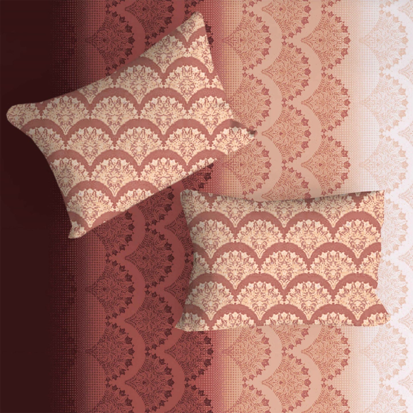 Flower Printed Brown Double Bedsheet with Two Pillow Cover | 210TC | King size 9x9 feet