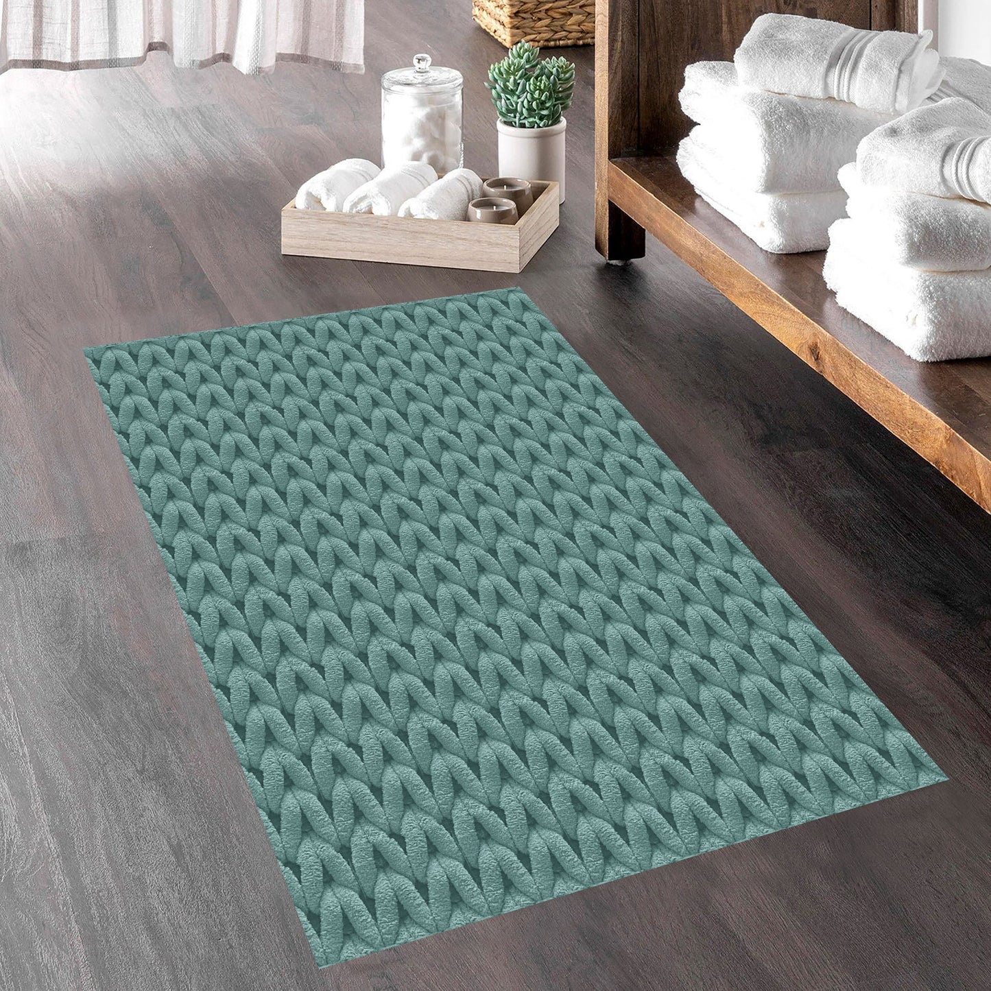 Cable Aqua 40x60cm Bath Mat & Door Mat | Highly Absorbent | Anti-Skid for Superior Safety and Comfort