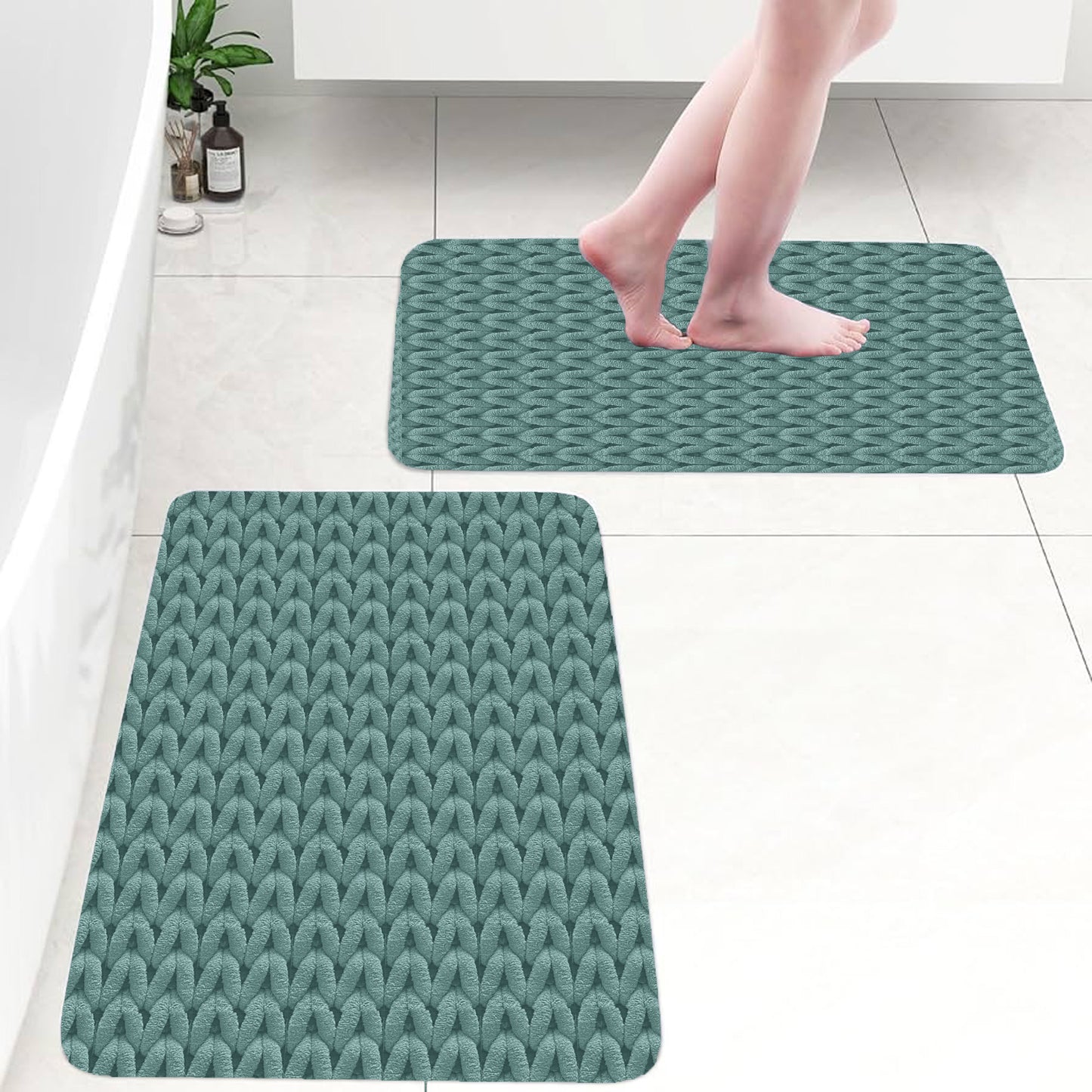 Cable Aqua 40x60cm Bath Mat & Door Mat | Highly Absorbent | Anti-Skid for Superior Safety and Comfort