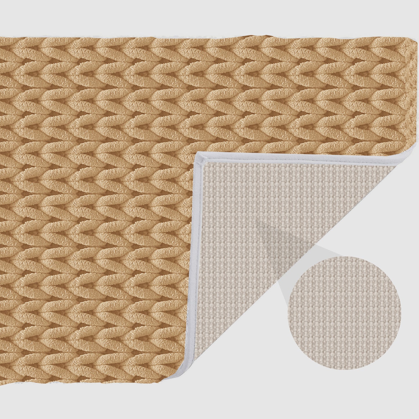 Cable Beige 40x60cm Bath Mat & Door Mat | Highly Absorbent | Anti-Skid for Superior Safety and Comfort