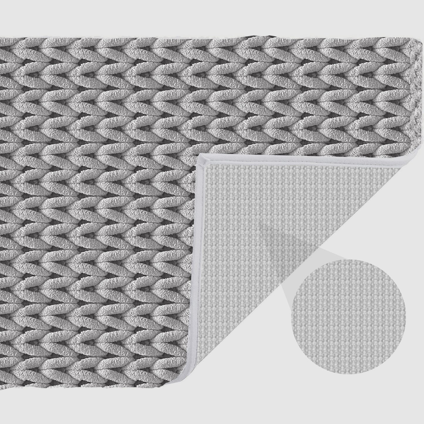 Cable Grey 40x60cm Bath Mat & Door Mat | Highly Absorbent | Anti-Skid for Superior Safety and Comfort