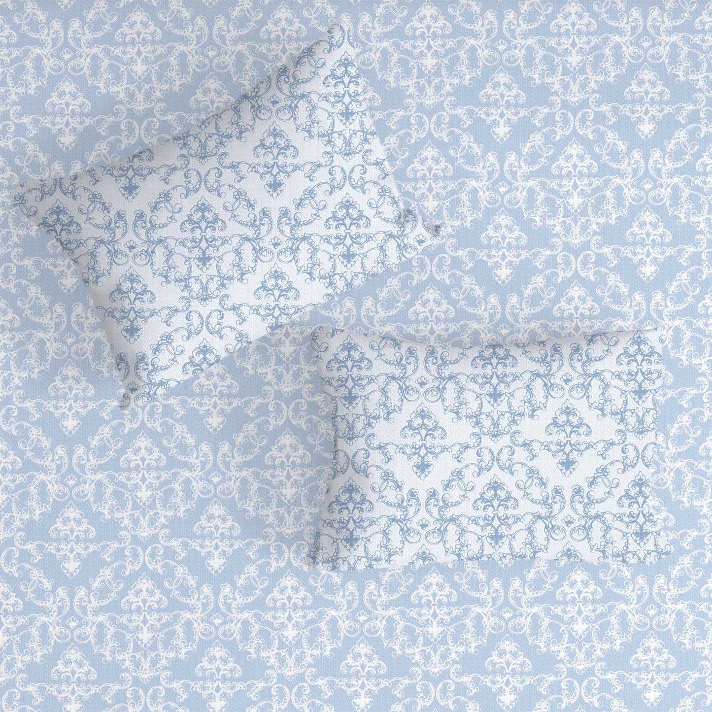 Classic Print Blue Double Bedsheet with Two Pillow Cover | 210TC | King size 9x9 feet