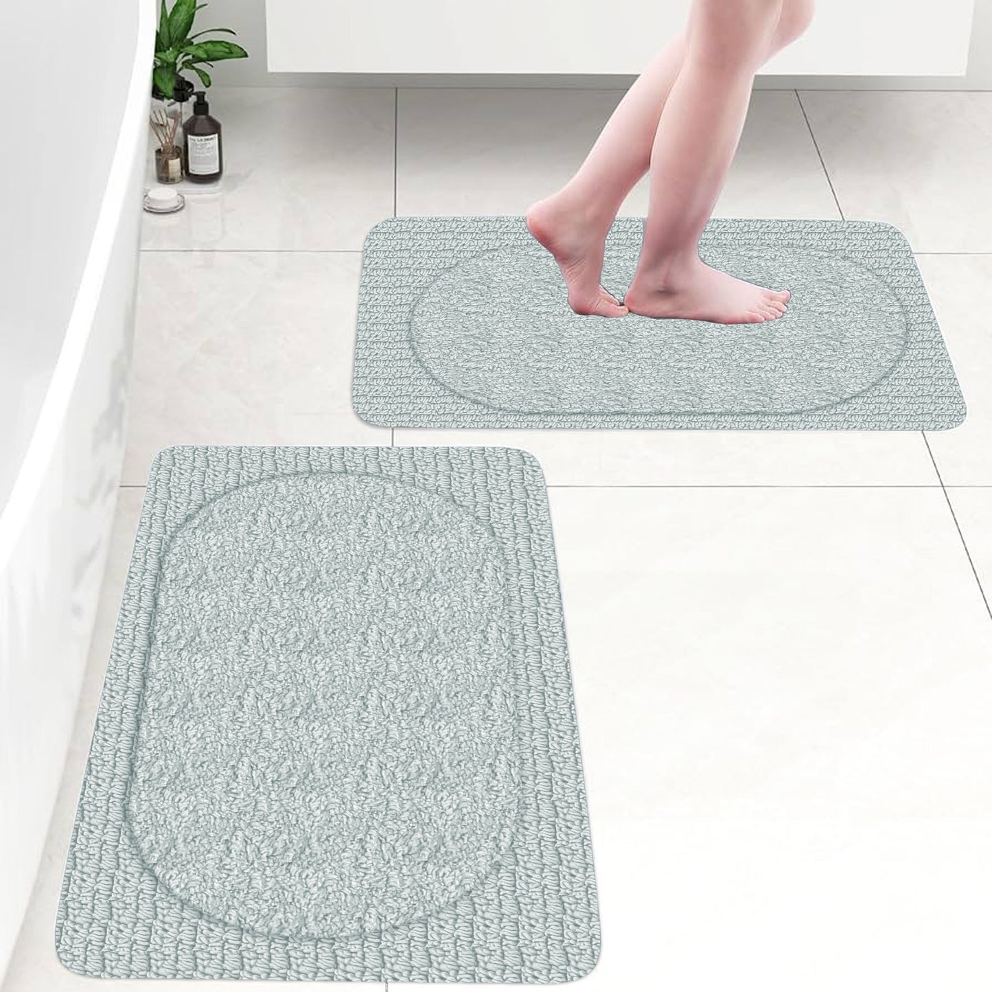 Crown Aqua 40x60cm Bath Mat & Door Mat | Highly Absorbent | Anti-Skid for Superior Safety and Comfort