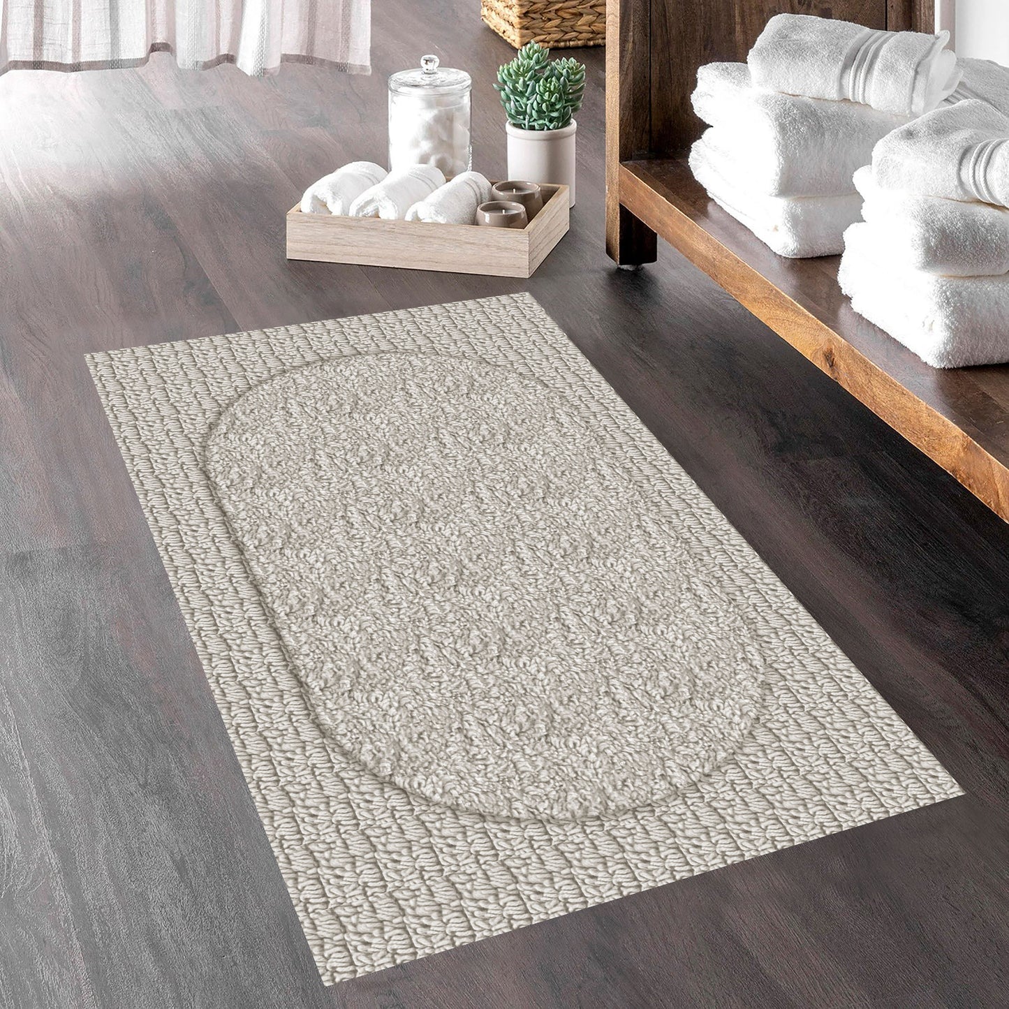 Crown Light Grey 40x60cm Bath Mat & Door Mat | Highly Absorbent | Anti-Skid for Superior Safety and Comfort