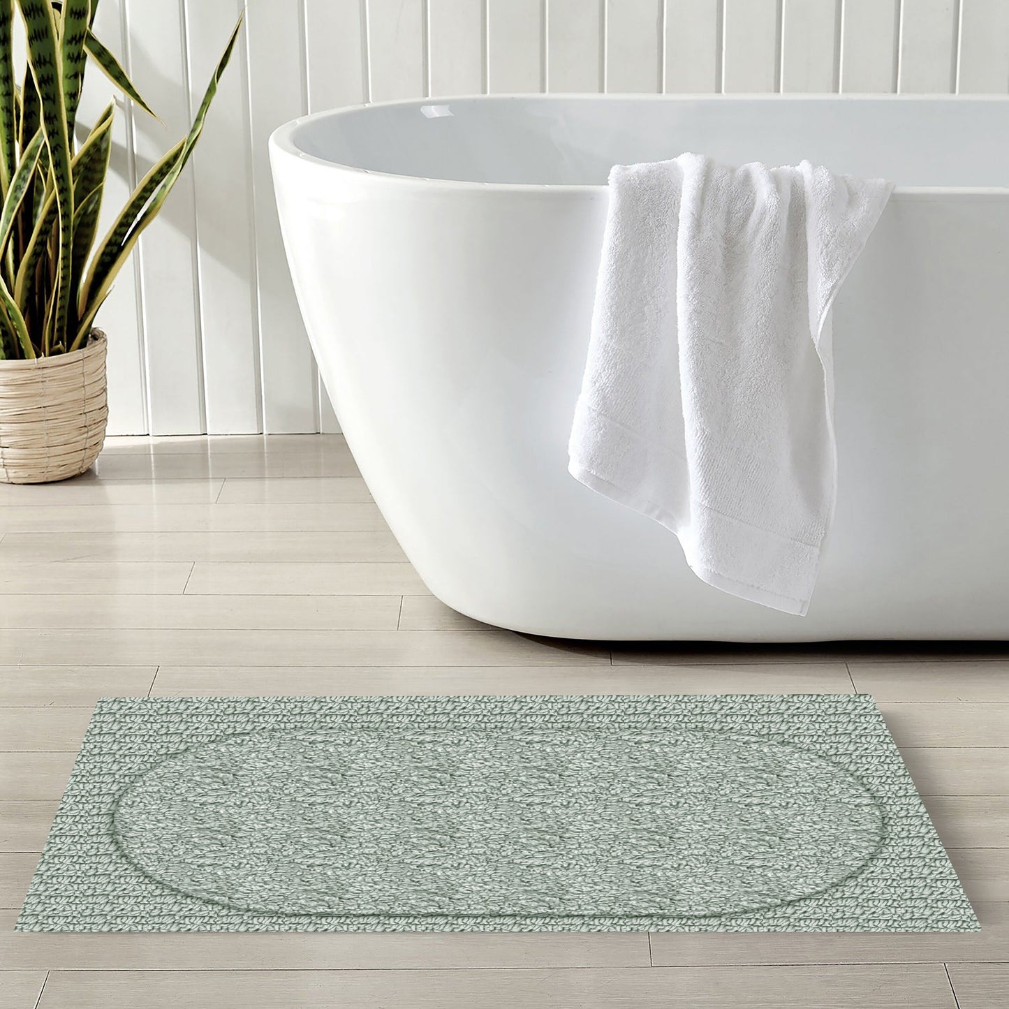 Crown Sea Green 40x60cm Bath Mat & Door Mat | Highly Absorbent | Anti-Skid for Superior Safety and Comfort