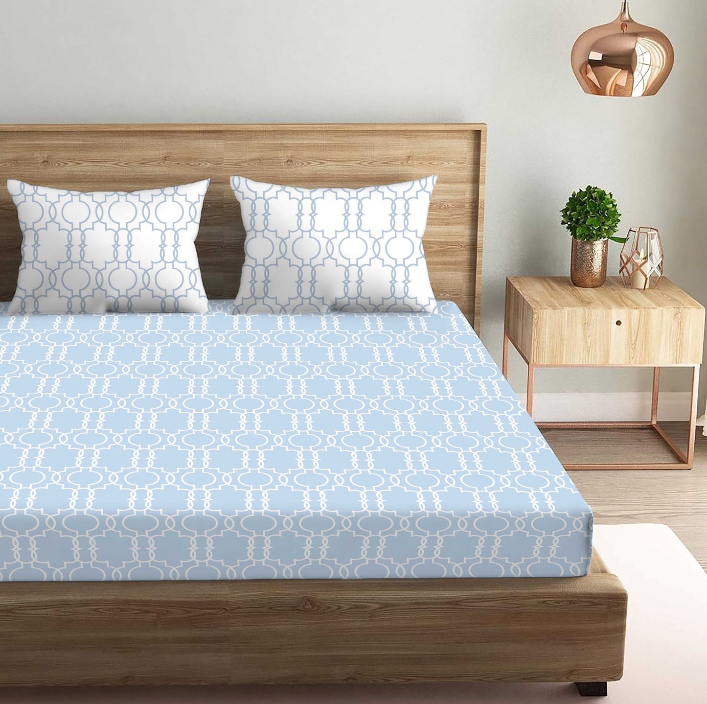 Enigma Blue Double Bedsheet with Two Pillow Cover | 210TC | King size 9x9 feet
