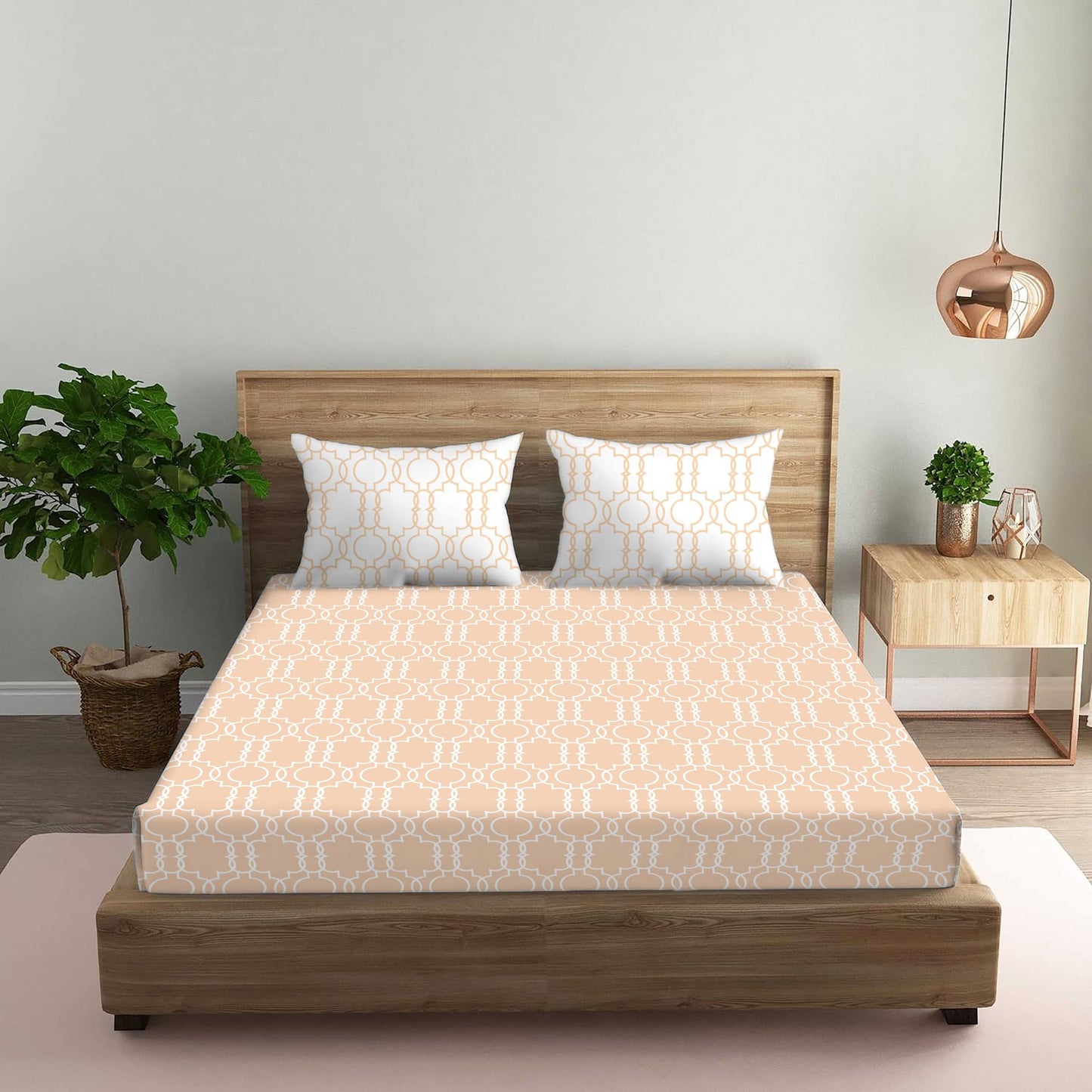 Enigma Brown Double Bedsheet with Two Pillow Cover | 210TC | King size 9x9 feet