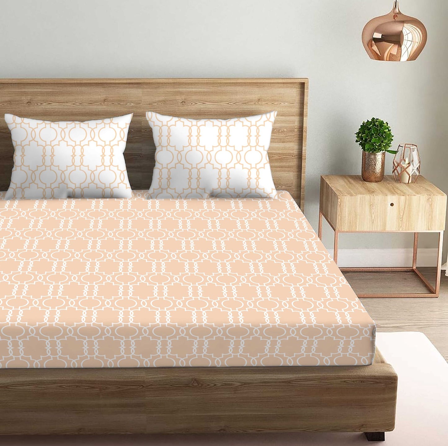 Enigma Brown Double Bedsheet with Two Pillow Cover | 210TC | King size 9x9 feet
