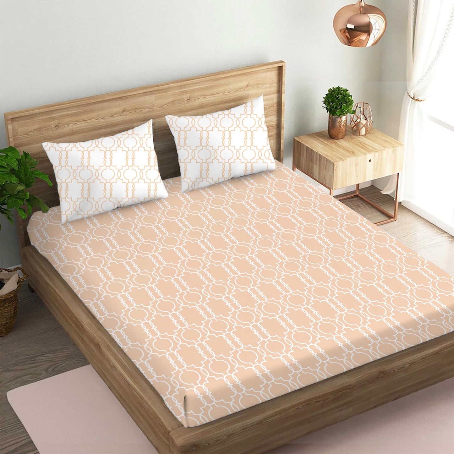 Enigma Brown Double Bedsheet with Two Pillow Cover | 210TC | King size 9x9 feet