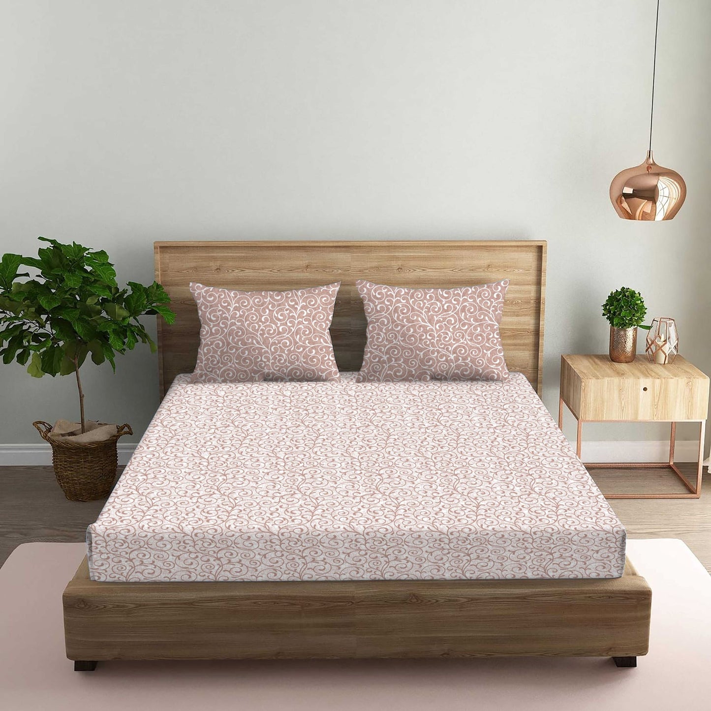 Epitome Brown Double Bedsheet with Two Pillow Cover | 210TC | King size 9x9 feet