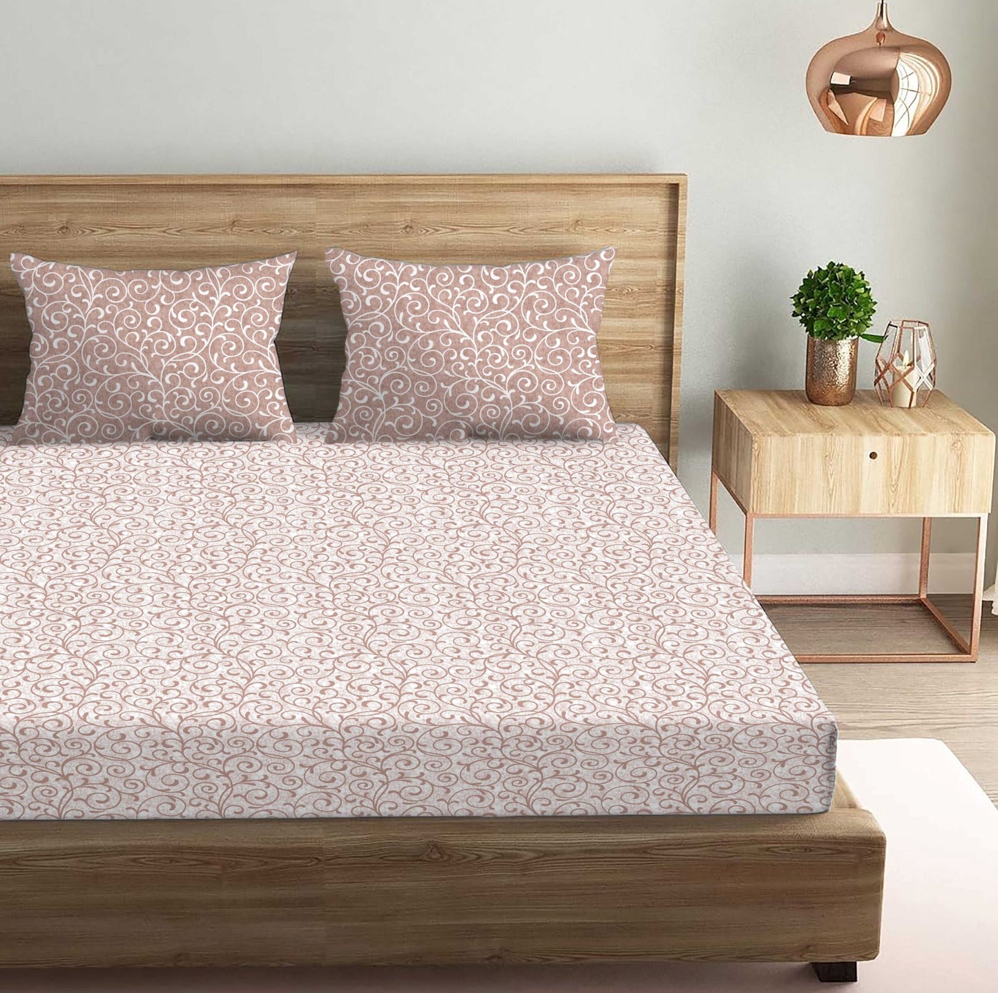 Epitome Brown Double Bedsheet with Two Pillow Cover | 210TC | King size 9x9 feet