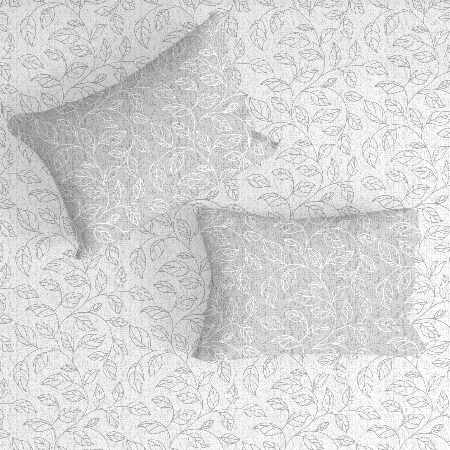 Floral Grey Double Bedsheet with Two Pillow Cover | 210TC | King size 9x9 feet