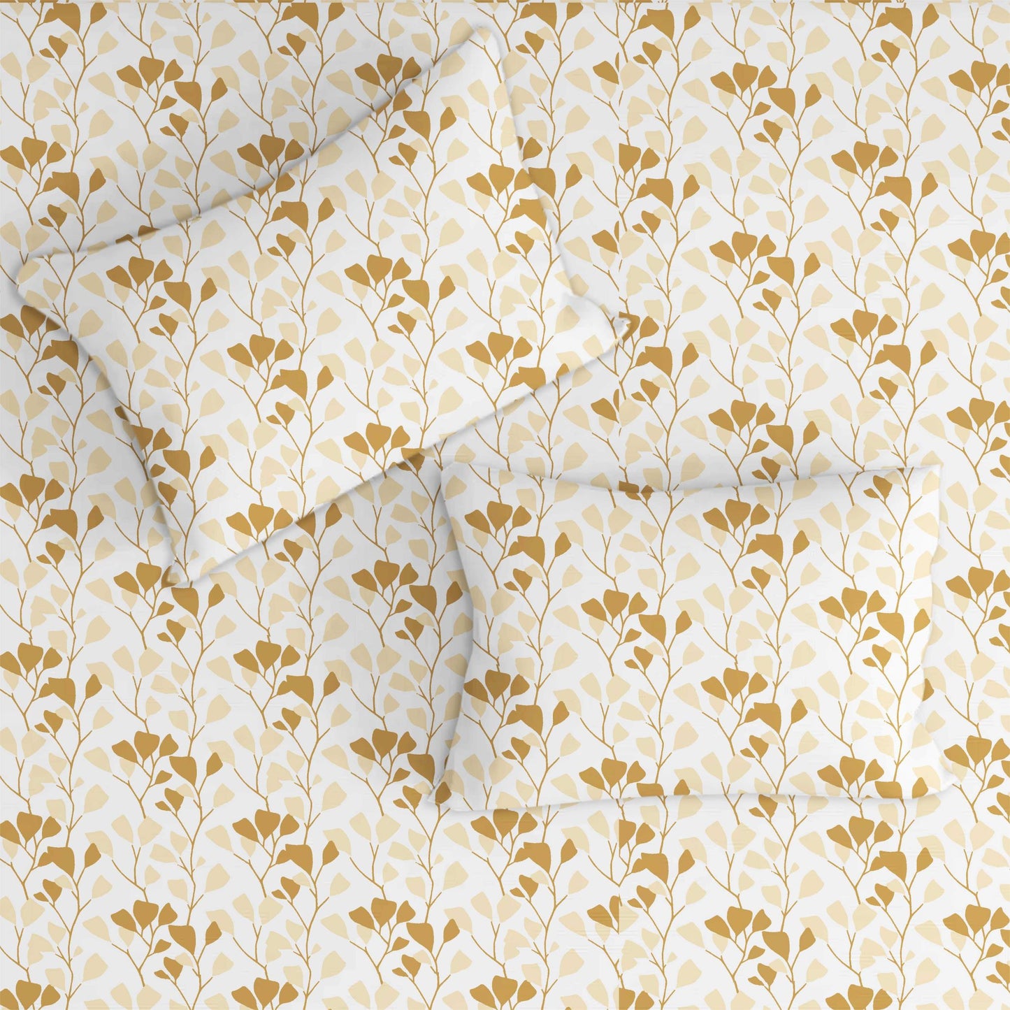 Garden of Tree Beige Double Bedsheet with Two Pillow Cover | 210TC | King size 9x9 feet