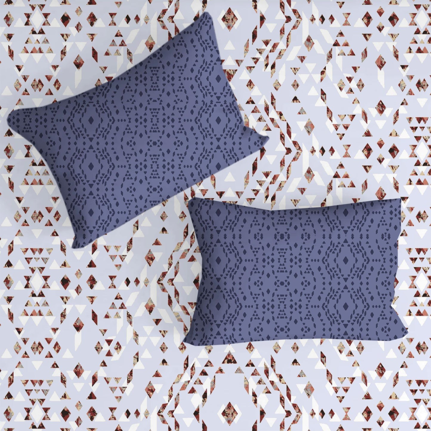 Kaleidoscope Blue Double Bedsheet with Two Pillow Cover | 210TC | King size 9x9 feet