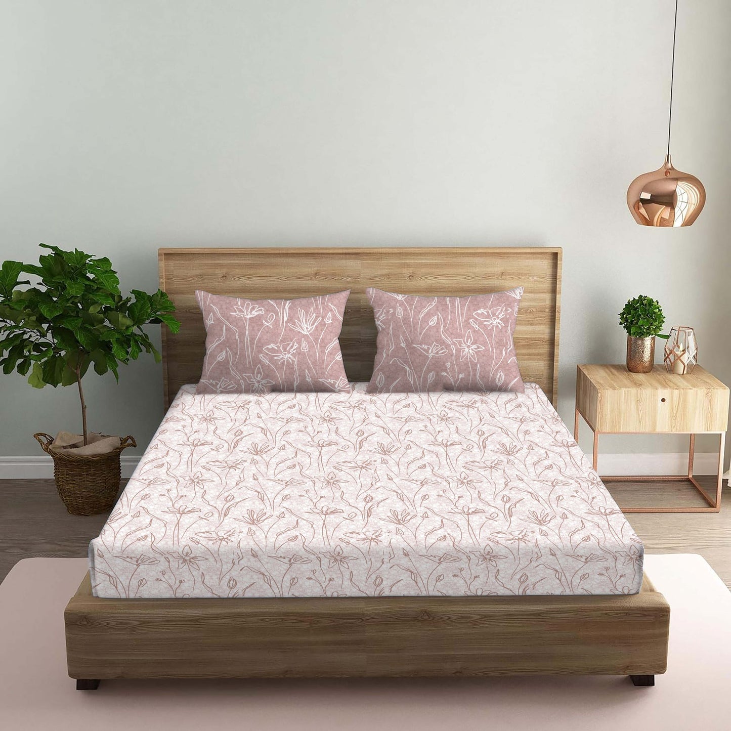 Painterly Brown Double Bedsheet with Two Pillow Cover | 210TC | King size 9x9 feet