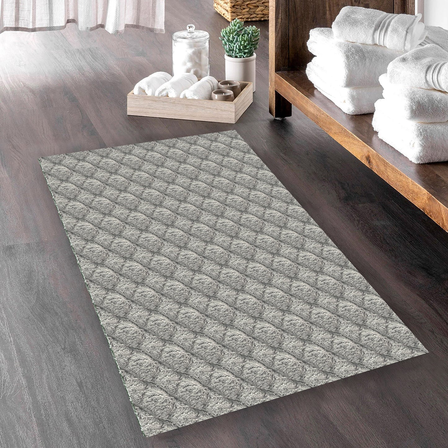 Tivoli Grey 40x60cm Bath Mat & Door Mat | Highly Absorbent | Anti-Skid for Superior Safety and Comfort