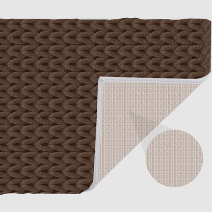 Cable Chocolate 40x60cm Bath Mat & Door Mat | Highly Absorbent | Anti-Skid for Superior Safety and Comfort