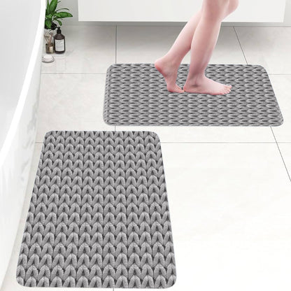 Cable Grey 40x60cm Bath Mat & Door Mat | Highly Absorbent | Anti-Skid for Superior Safety and Comfort