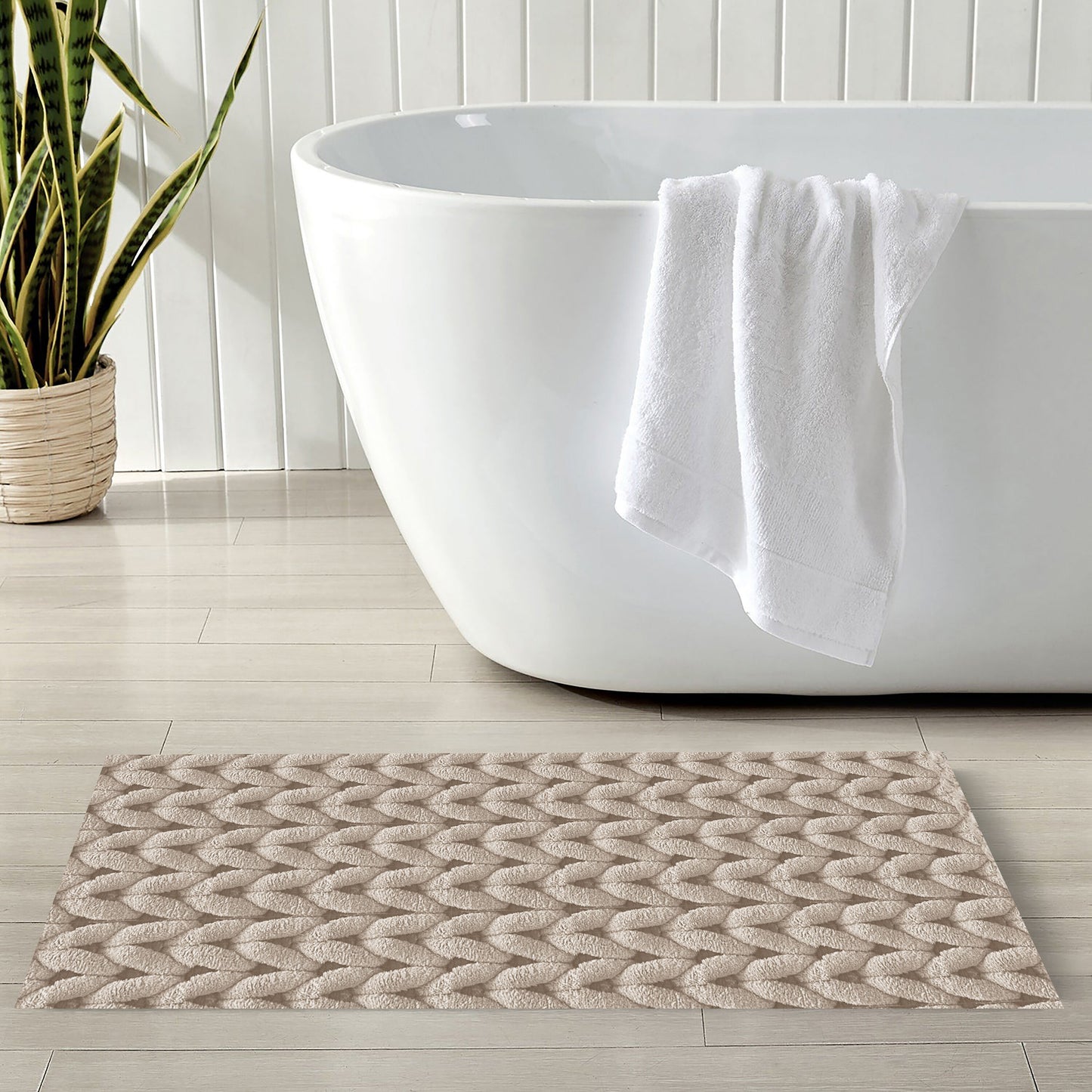 Cable Linen 40x60cm Bath Mat & Door Mat | Highly Absorbent | Anti-Skid for Superior Safety and Comfort