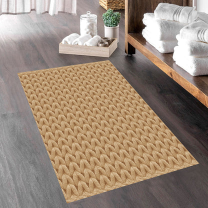 Cable Beige 40x60cm Bath Mat & Door Mat | Highly Absorbent | Anti-Skid for Superior Safety and Comfort