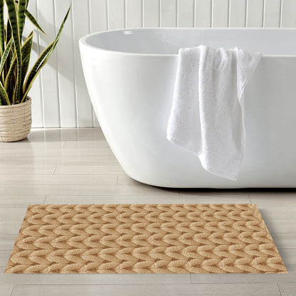 Cable Beige 40x60cm Bath Mat & Door Mat | Highly Absorbent | Anti-Skid for Superior Safety and Comfort