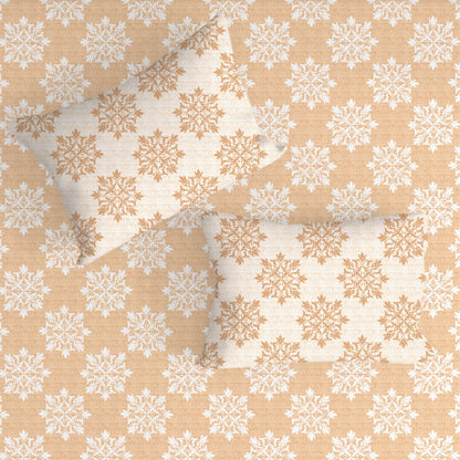 Damask Printed Brown Double Bedsheet with Two Pillow Cover | 210TC | King size 9x9 feet