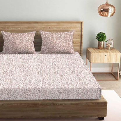 Epitome Brown Double Bedsheet with Two Pillow Cover | 210TC | King size 9x9 feet