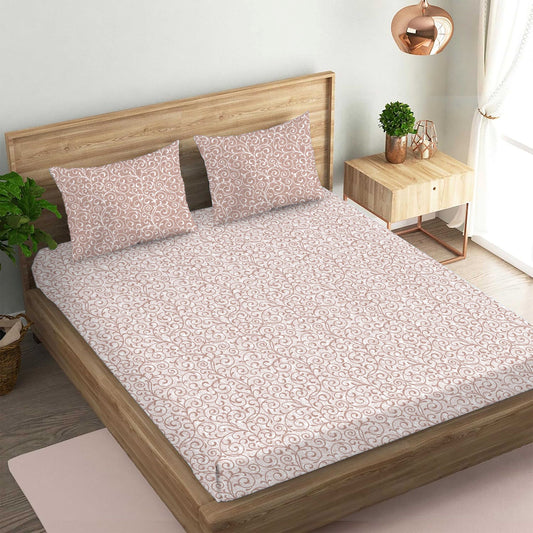 Epitome Brown Double Bedsheet with Two Pillow Cover | 210TC | King size 9x9 feet