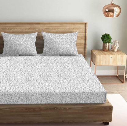 Epitome Grey Double Bedsheet with Two Pillow Cover | 210TC | King size 9x9 feet