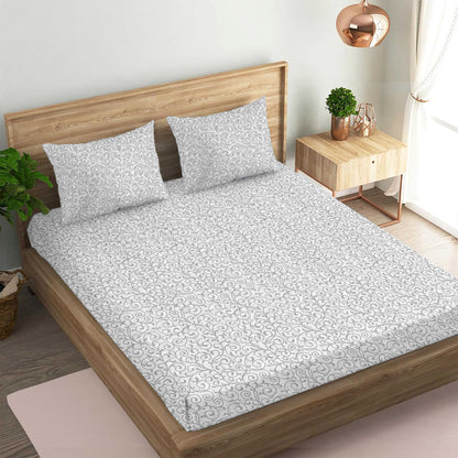 Epitome Grey Double Bedsheet with Two Pillow Cover | 210TC | King size 9x9 feet