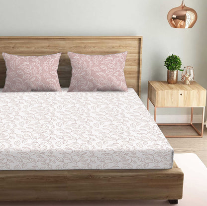 Floral Brown Double Bedsheet with Two Pillow Cover | 210TC | King size 9x9 feet