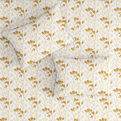 Garden of Tree Beige Double Bedsheet with Two Pillow Cover | 210TC | King size 9x9 feet