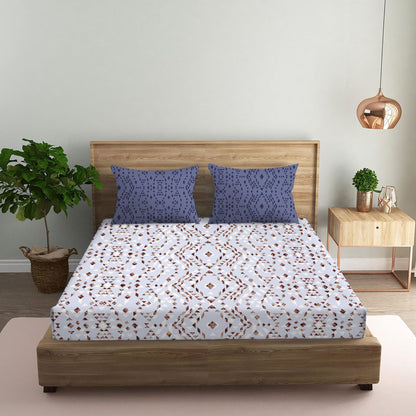 Kaleidoscope Blue Double Bedsheet with Two Pillow Cover | 210TC | King size 9x9 feet