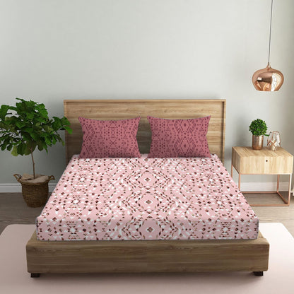 Kaleidoscope Purple Double Bedsheet with Two Pillow Cover | 210TC | King size 9x9 feet