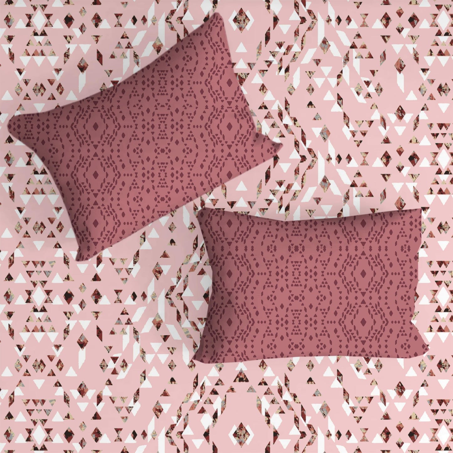 Kaleidoscope Purple Double Bedsheet with Two Pillow Cover | 210TC | King size 9x9 feet