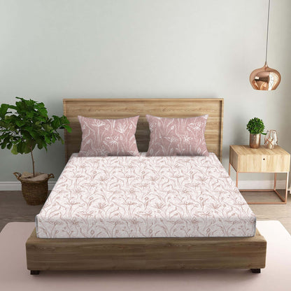 Painterly Brown Double Bedsheet with Two Pillow Cover | 210TC | King size 9x9 feet