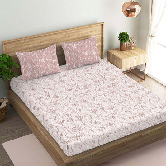 Painterly Brown Double Bedsheet with Two Pillow Cover | 210TC | King size 9x9 feet