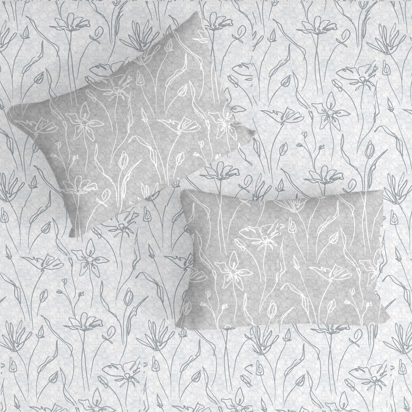 Painterly Grey Double Bedsheet with Two Pillow Cover | 210TC | King size 9x9 feet