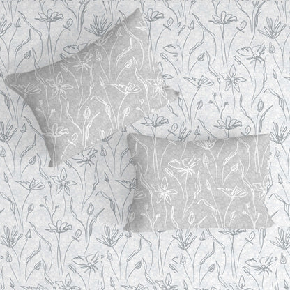 Painterly Grey Double Bedsheet with Two Pillow Cover | 210TC | King size 9x9 feet