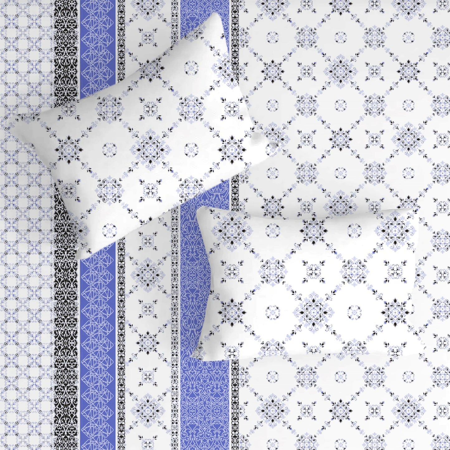 Vintage Blue Double Bedsheet with Two Pillow Cover | 210TC | King size 9x9 feet