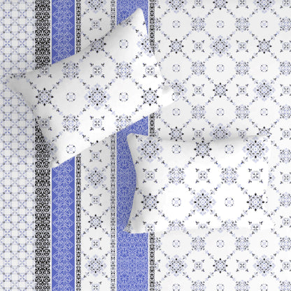 Vintage Blue Double Bedsheet with Two Pillow Cover | 210TC | King size 9x9 feet
